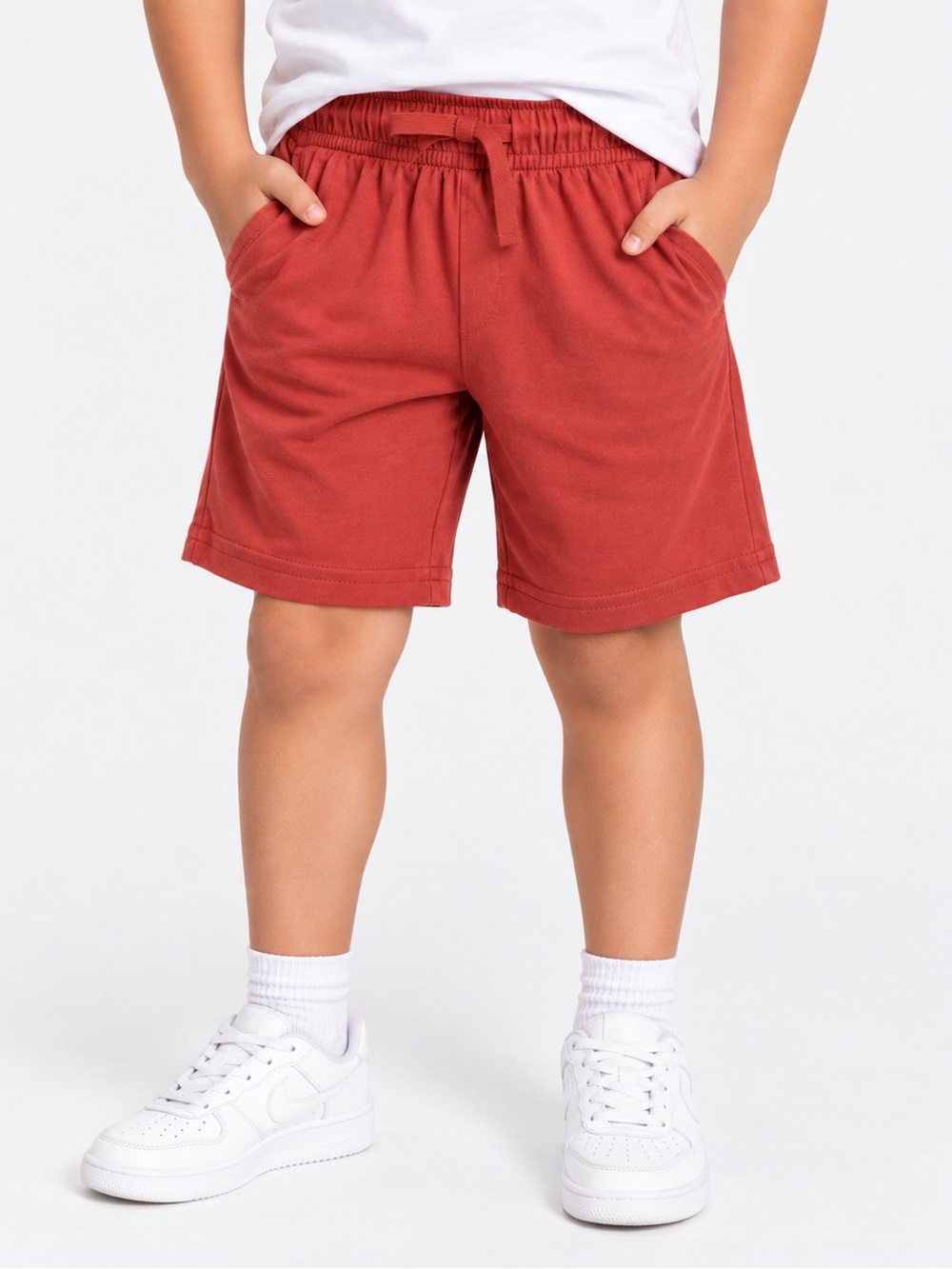 Cat & Jack Rust Red Drawstring Shorts with Yellow Patch